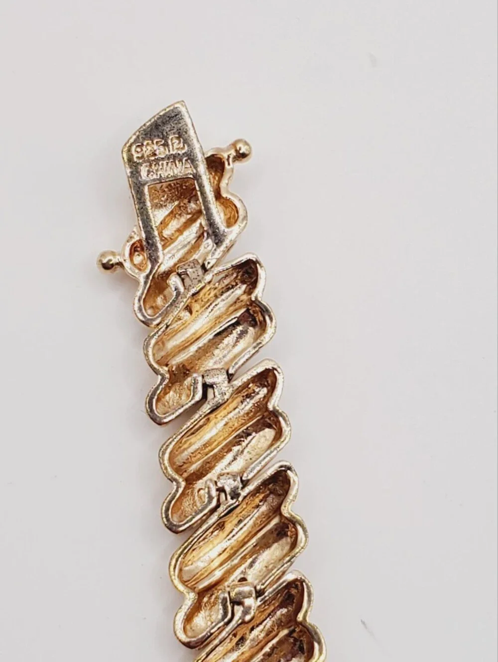 Genuine Diamond Yellow Gold and 925 Silver Twisted Pave Bracelet